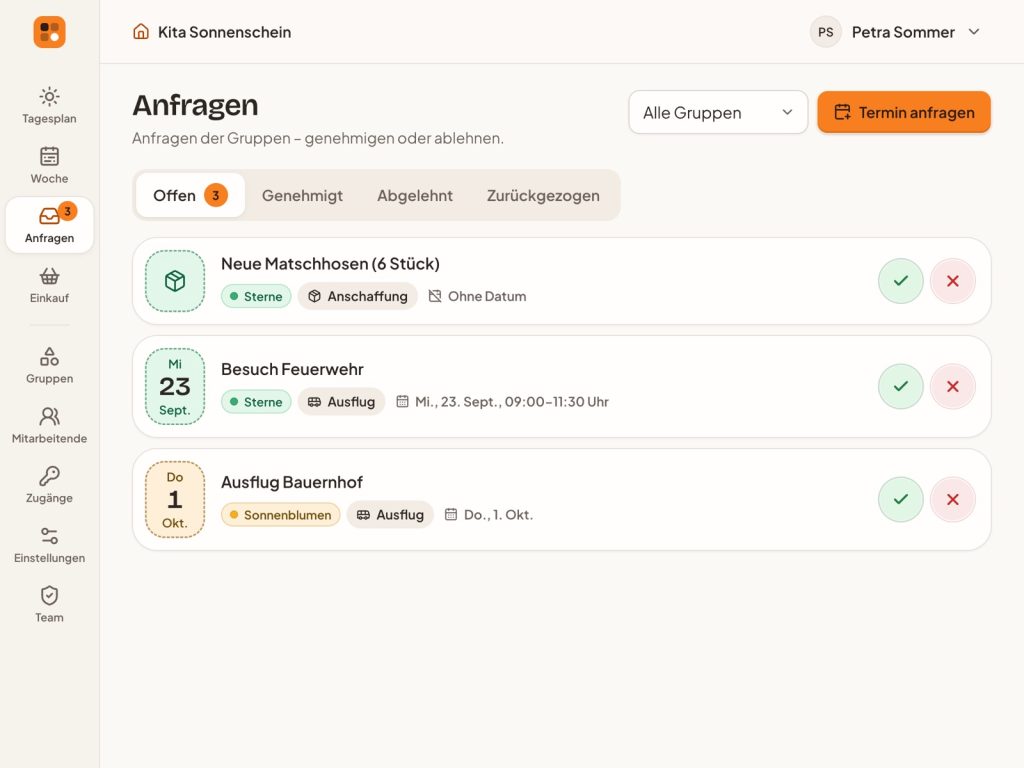 TeamBoard – Final Anfragen Leitung